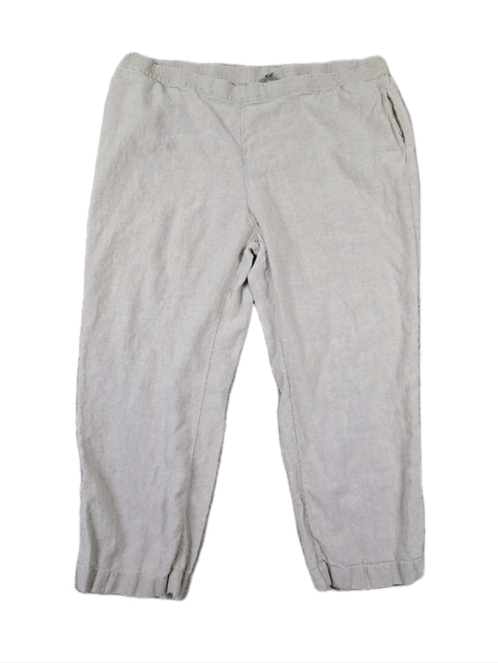 J Jill Linen Pants Plus 3X Beige Lagenlook Neutral Beachy Pockets Pull On Casual